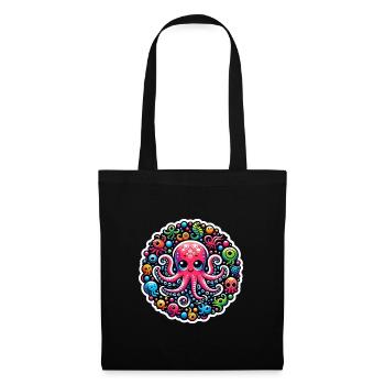 Poulpe Poisson pieuvre - Sac en tissu - noir - Devant