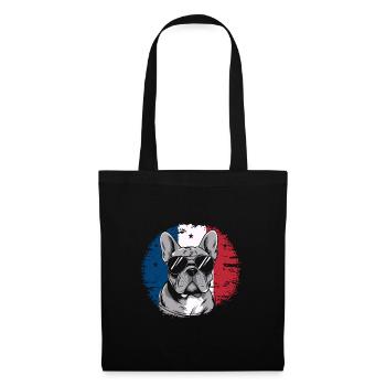 Bouledogue français Frenchie avec lunettes de soleil - Sac en tissu - noir - Devant