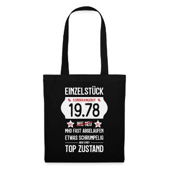 48. GEBURTSTAG 1978 EINZELSTÜCK PREISSCHILD - Stoffbeutel - Schwarz - Vorne