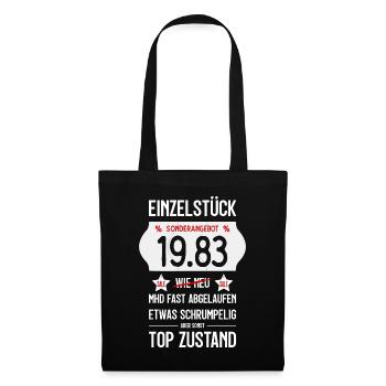 43. GEBURTSTAG 1983 EINZELSTÜCK PREISSCHILD - Stoffbeutel - Schwarz - Vorne