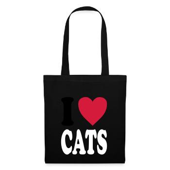 I love CATS - Tote Bag - black - Front