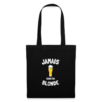 Jamais sans ma blonde humour bière anniversaire - Sac en tissu - noir - Devant