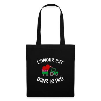 L'amour est dans le pré humour tracteur drôles - Sac en tissu - noir - Devant