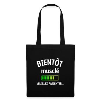 Bientôt musclé patienter sport musculation muscu - Sac en tissu - noir - Devant