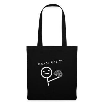 Utilisez-le s’il vous plaît | Cerveau, dictons amusants - Sac en tissu - noir - Devant