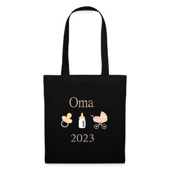 Oma 2023 Geburt Mädchen Vorlage personalisierbar - Stoffbeutel - Schwarz - Vorne