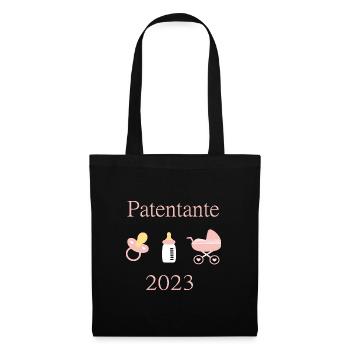 Patentante 2023 Geburt Mädchen Taufe - Stoffbeutel - Schwarz - Vorne
