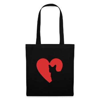 Heart French Bulldog, Frenchie Dog - Tote Bag - black - Front