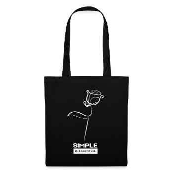 Simple Is Beautiful avec une rose blanche - Sac en tissu - noir - Devant