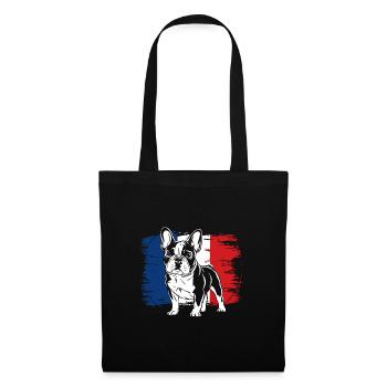 Bouledogue français Frenchie avec lunettes de soleil - Sac en tissu - noir - Devant