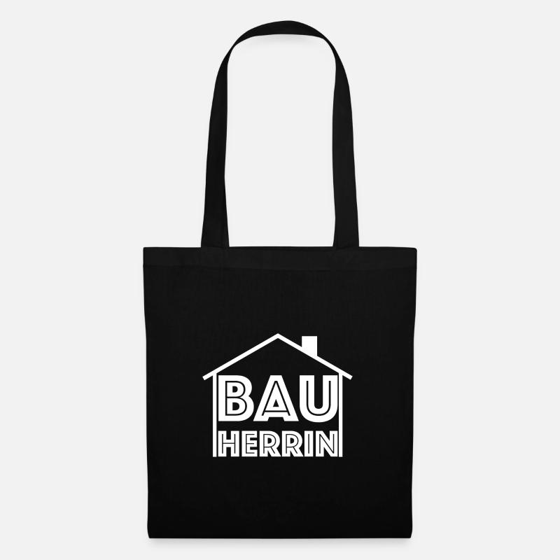 Bauherrin | Haus, bauen, Wohnzimmer, Schlafzimmer - Stoffbeutel - Schwarz
