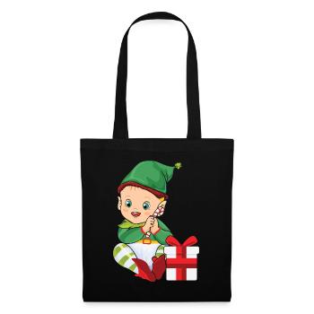 Baby Weihnachts Elf / Weihnachten, Geschenk, - Stoffbeutel - Schwarz - Vorne
