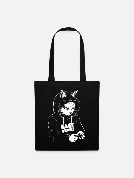 Hoodie Cat - Stoffbeutel - Schwarz