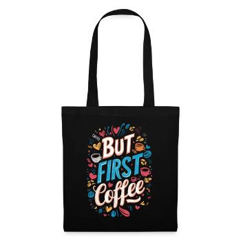 Lustiges Kaffeehemd Kaffeetasse Weihnachtsgeschenk - Stoffbeutel - Schwarz - Vorne