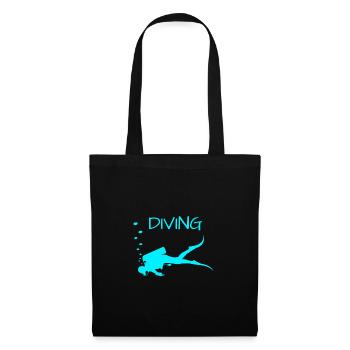 Diving Taucher mit Luftblasen Scuba Diver - Stoffbeutel - Schwarz - Vorne
