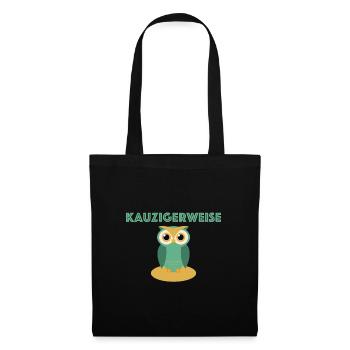 Kauzigerweise | Eule, Kauz, lustige Sprüche - Stoffbeutel - Schwarz - Vorne