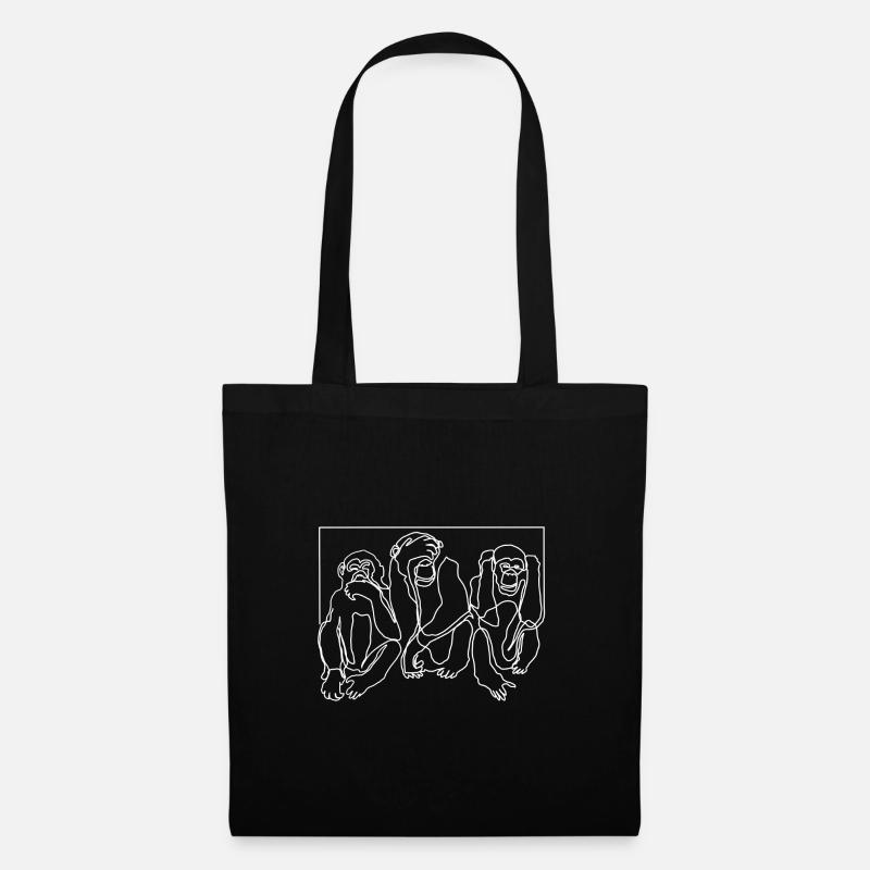 Affe Affen Drei Affen Premium Design Geschenk - Stoffbeutel - Schwarz