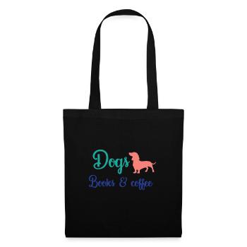 Dogs Books and Coffee, Dog Tshirt, Dog Mom, - Sac en tissu - noir - Devant