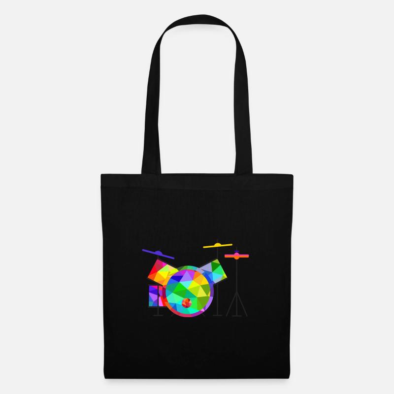 Buntes Regenbogen Schlagzeug Rainbow Musik Drums - Stoffbeutel - Schwarz