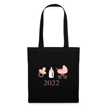 Baby 2022 Geburt Mädchen rosa Familie - Stoffbeutel - Schwarz - Vorne