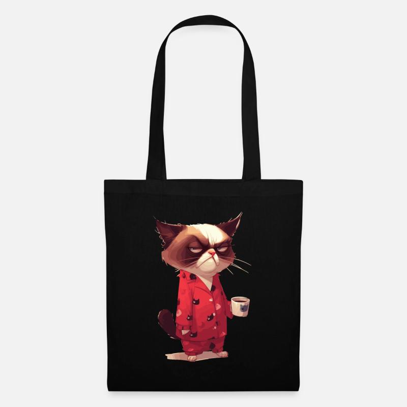 Grumpy | Katze | Genervte Katz | Kaffeeliebhaber - Stoffbeutel - Schwarz