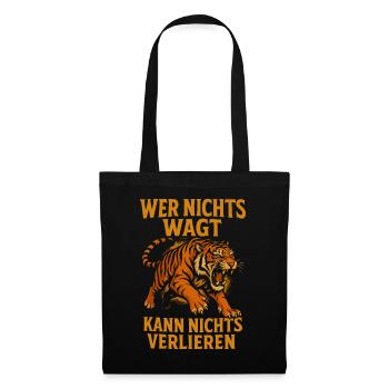 Wer nichts wagt – Tiger Tattoo Statement - Stoffbeutel - Schwarz - Vorne