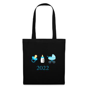 Baby 2022 Geburt Familie - Stoffbeutel - Schwarz - Vorne