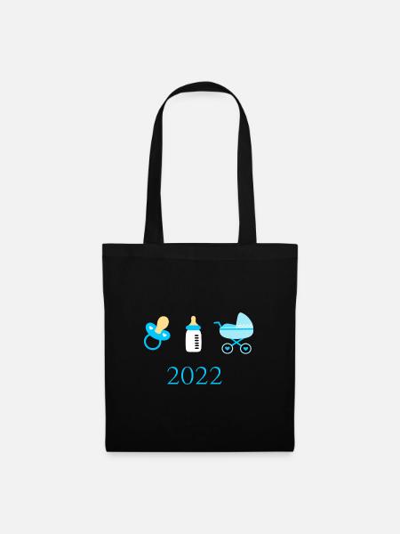 Baby 2022 Geburt Familie - Stoffbeutel - Schwarz