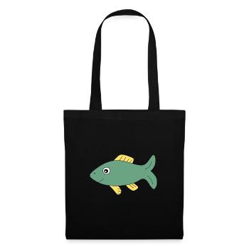 T-shirt avec motif poisson, cadeau de vêtements de pêche - Sac en tissu - noir - Devant