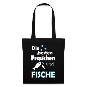 Sternzeichen Fisch Hund Frauchen - Stoffbeutel - Schwarz - Vorne