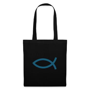Jésus poisson Ichthys poisson poisson poisson - Sac en tissu - noir - Devant