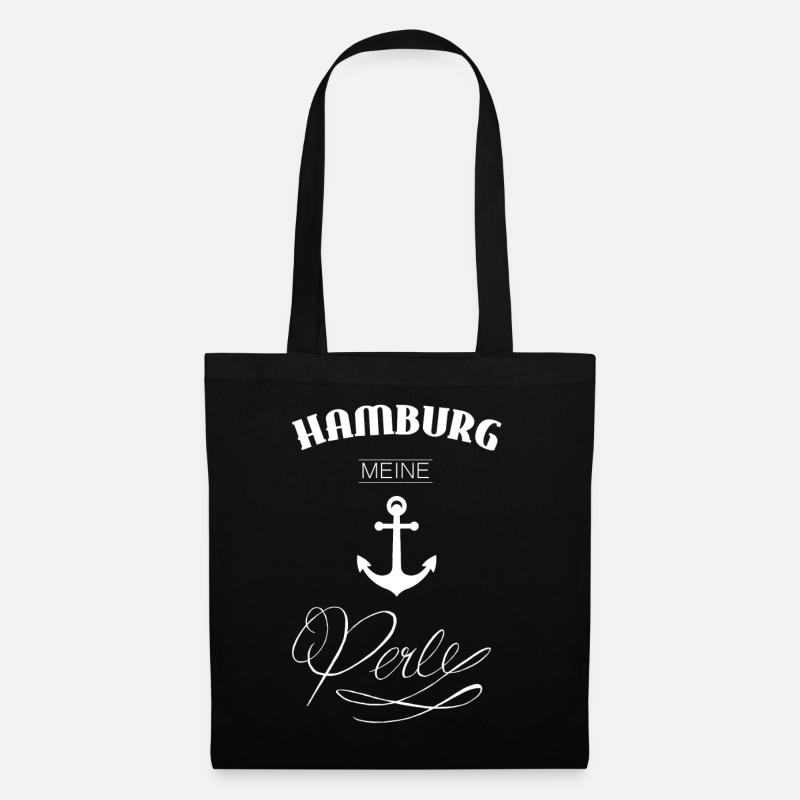 Hamburg-Perle weiß Anker Geschenk Hamburg Kietz - Stoffbeutel - Schwarz