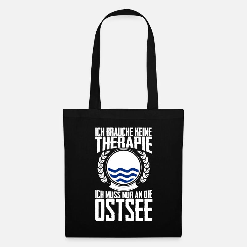 Therapie Ostsee - Urlaub Geschenk Rügen Fehmarn - Stoffbeutel - Schwarz