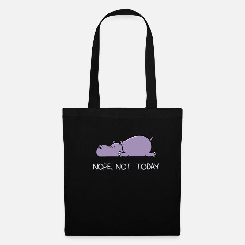 Lustiges faules Hippo Nil pferd Nope Geschenk - Stoffbeutel - Schwarz
