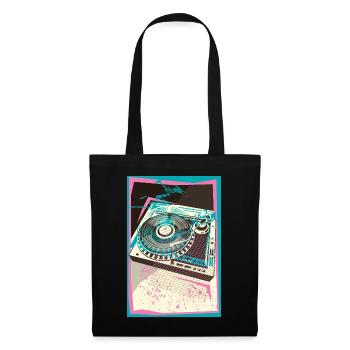 I LOVE VINYLES, Pop Art, Turntable, Platine - Sac en tissu - noir - Devant
