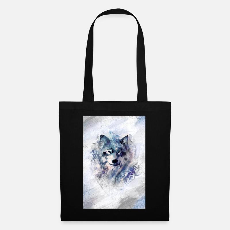 Wolf dans la tempête grey version - Sac en tissu - noir