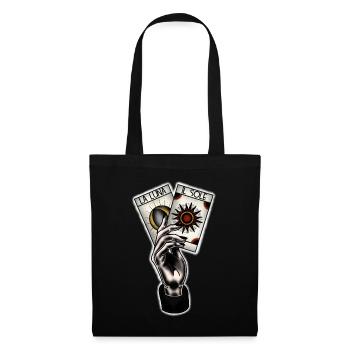 Tarot Card Moon and Sun Tattoo Style - Tote Bag - black - Front