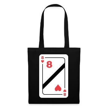 Coeur Huit Carte à jouer Carte de Poker - Sac en tissu - noir - Devant