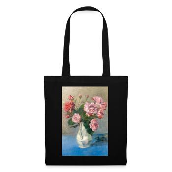 Malerei - Malerei mit Rosen in der Vase. - Stoffbeutel - Schwarz - Vorne