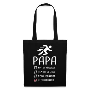 Papa est parti courir fête des pères footing - Sac en tissu - noir - Devant