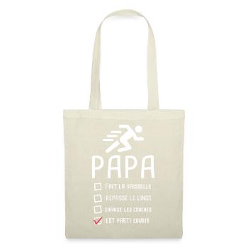 Papa est parti courir fête des pères footing - Sac en tissu - nature - Devant