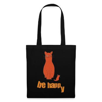 chat être heureux - Sac en tissu - noir - Devant