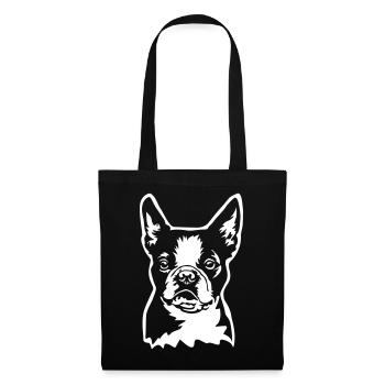 Boston Terrier Kopf "Black Edition" - Stoffbeutel - Schwarz - Vorne