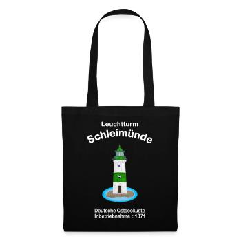 Leuchtturm Schleimünde grün-weiß Ostsee, Zeichnung - Stoffbeutel - Schwarz - Vorne