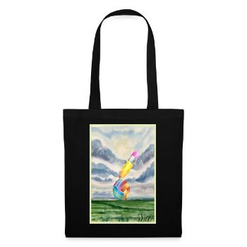 Aquarell Landschaft mit Ball - Stoffbeutel - Schwarz - Vorne
