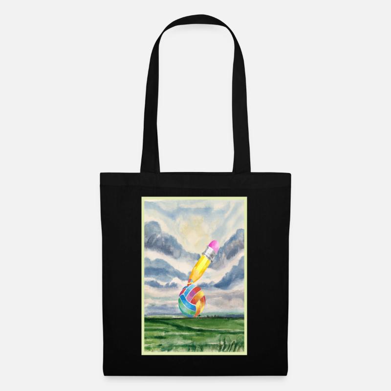Aquarell Landschaft mit Ball - Stoffbeutel - Schwarz