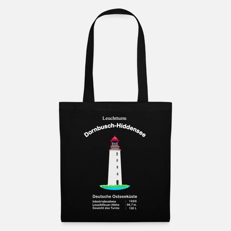 Leuchtturm Dornbusch, Insel Hiddensee, Ostseeküste - Stoffbeutel - Schwarz
