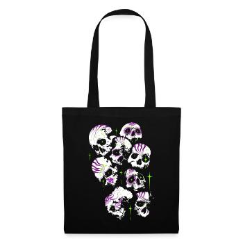 Totenköpfe Totenschädel Halloween Sugar Skulls - Stoffbeutel - Schwarz - Vorne