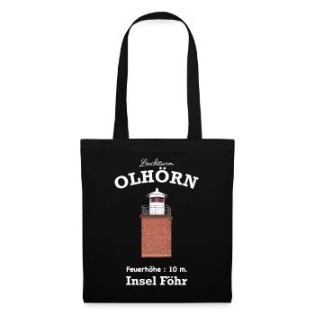 Insel Föhr, Nordsee, kultiger Leuchtturm Olhörn - Stoffbeutel - Schwarz - Vorne