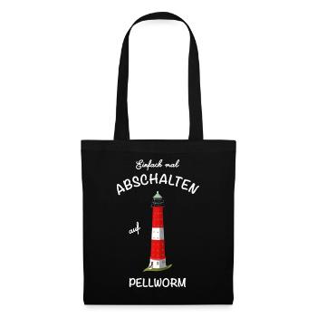Kultiger Leuchtturm Pellworm, Nordsee, Abschalten - Stoffbeutel - Schwarz - Vorne